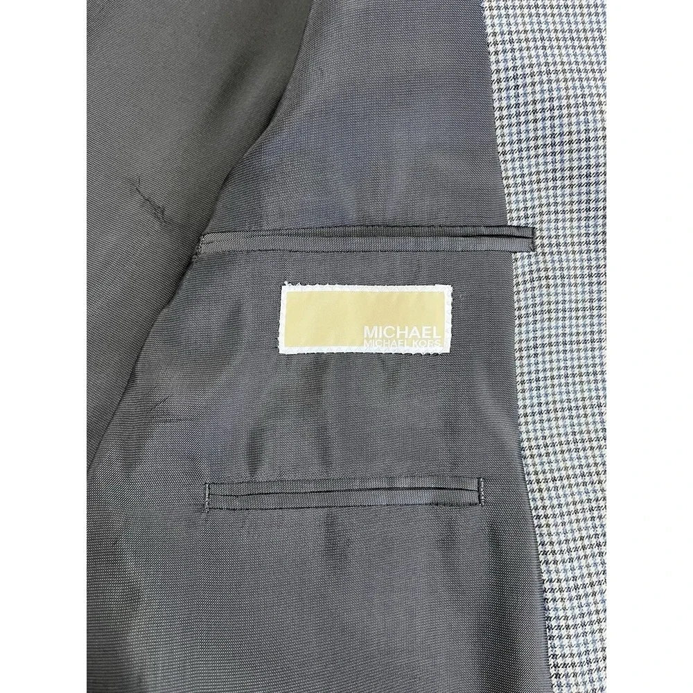 NWT Michael Kors Mens 44R Sport Coat Blazer Grey Black Houndstooth Classic Fit